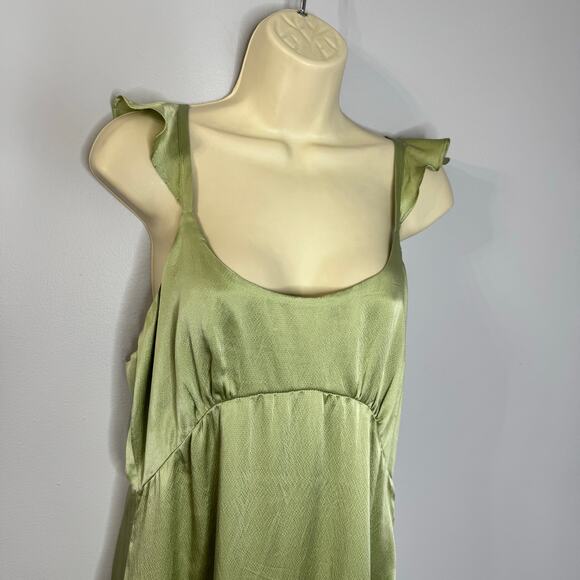 Roller Rabbit Quinn Sleeveless Silk Midi Slip Dress Sage Green Quiet Luxury L - Picture 3 of 15